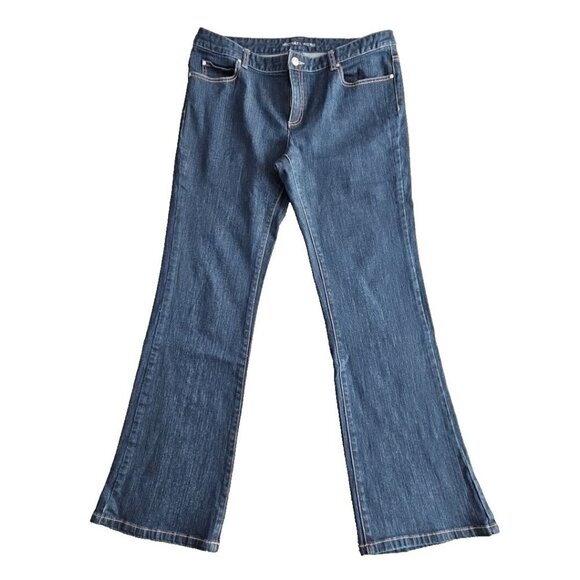 Michael Kors Jeans Women's Size 8 (36x32) Mid Rise Dark Wash Flare Leg Petite - Picture 1 of 16